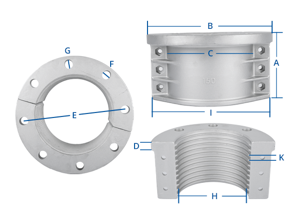 Dimension labeling of aluminum split flange