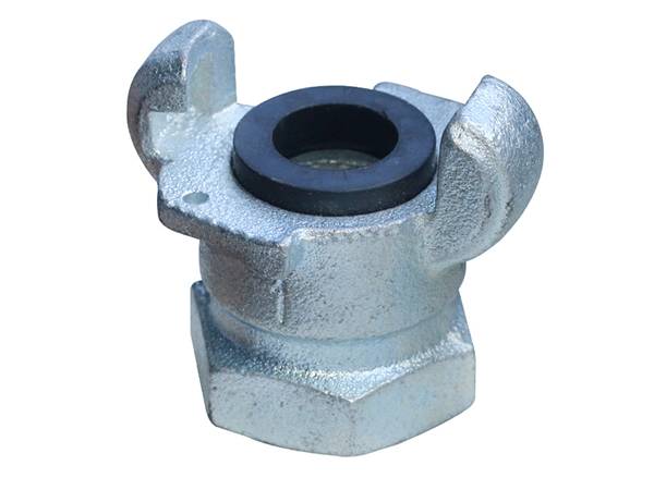 A piece of 2-lug universal coupling female end with sealing gasket on white background.